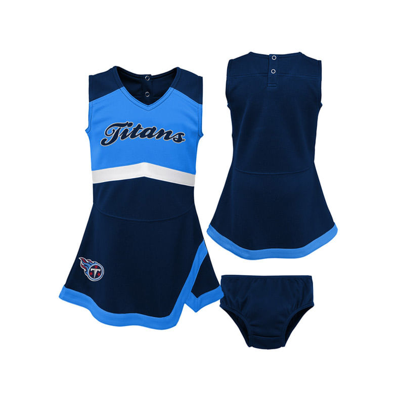 Girls Toddler Navy/Light Blue Tennessee Titans Cheer Captain Jumper Dress Size: 2T