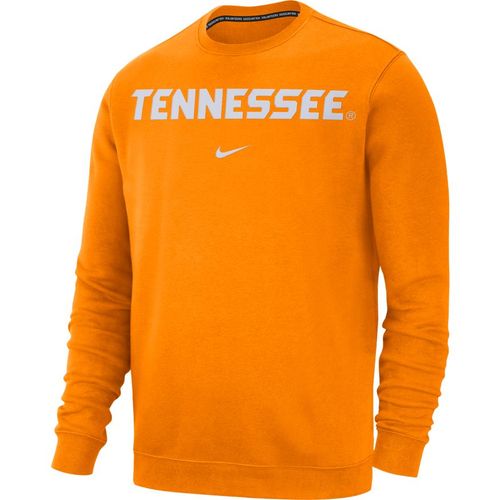 Men's Nike Tennessee Volunteers Club Wordmark Crew Fleece (Orange)