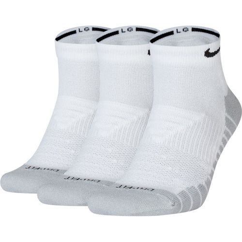Nike 3 Pack Dri-FIT Ankle Cut Cushioned Socks (White/Wolf Grey)