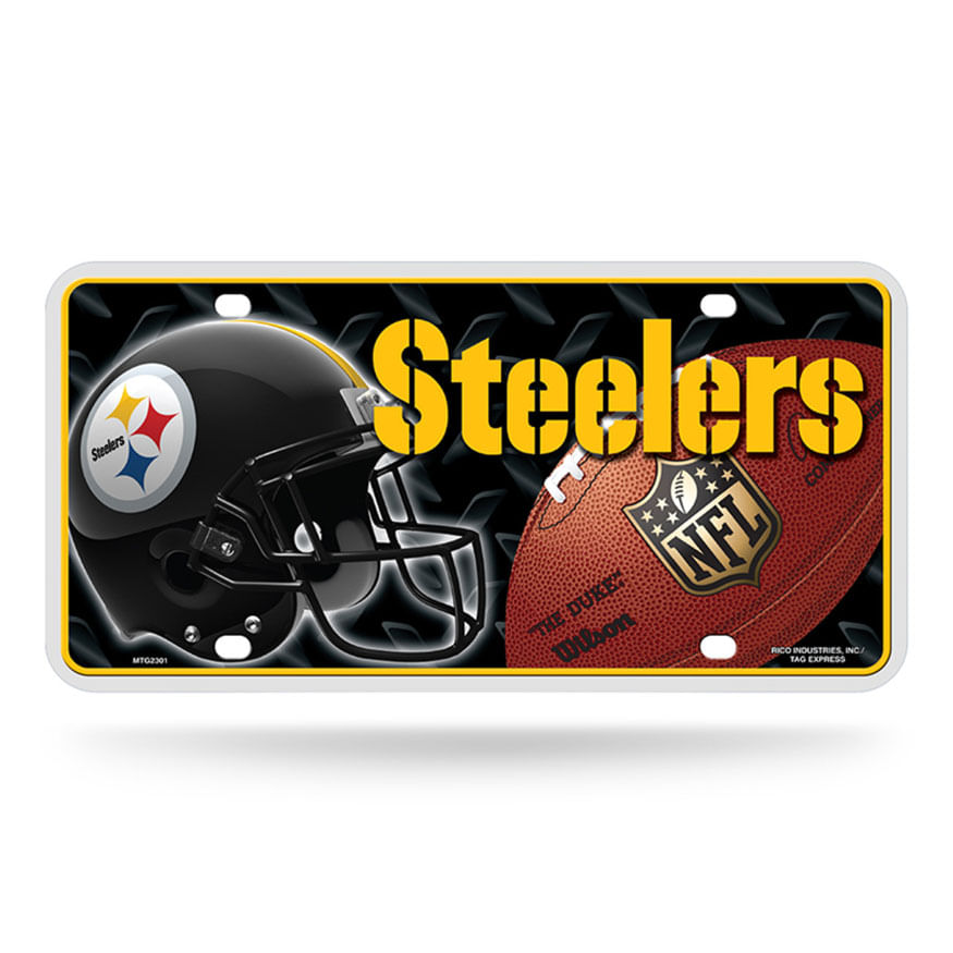 Pittsburgh Steelers City Name and Logo Metal License Plate