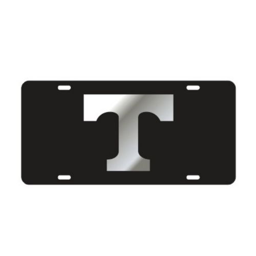 Tennessee Volunteers Power "T" Laser Cut License Plate (Black/Silver)