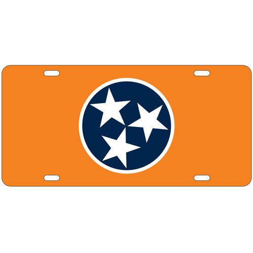 Tennessee Tri-Star Laser License Plate (Orange/White/Navy)