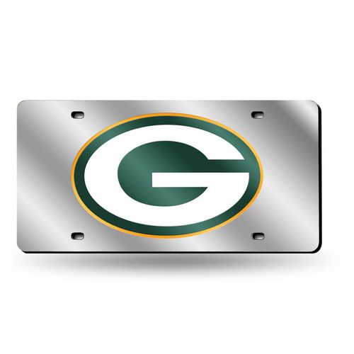 Green Bay Packers Logo Laser-Cut Acrylic License Plate (Silver)