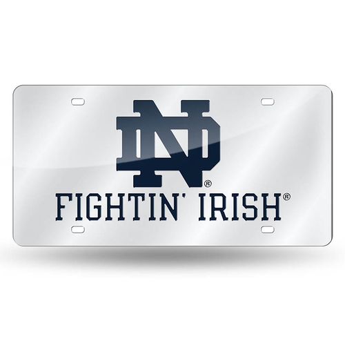 Notre Dame Fighting Irish Logo Laser-Cut Acrylic License Plate (Silver)