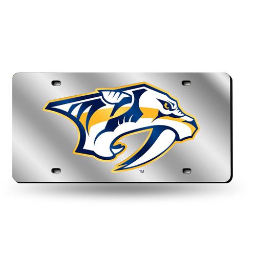 Nashville Predators Logo Laser-Cut Acrylic License Plate (Silver)
