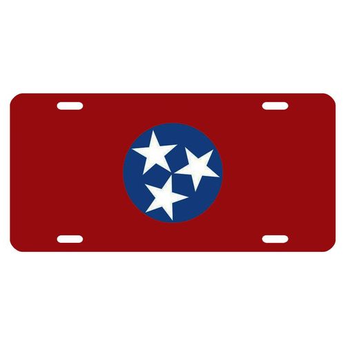 Tennessee Tri-Star Laser Cut License Plate (Red)