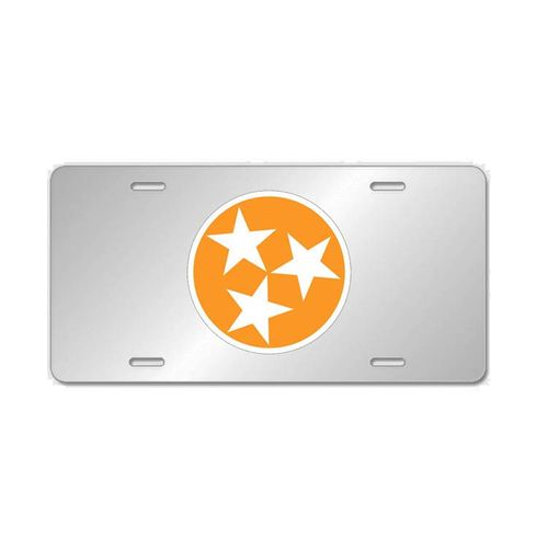 Tennessee Tri-Star Laser Cut License Plate (Orange)