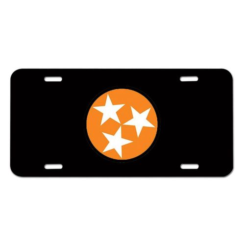 Tennessee Tri-Star Laser Cut License Plate (Black)