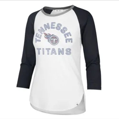 '47 Brand Women's Tennessee Titans Overturn Raglan Long-Sleeve Shirt (White/Navy)