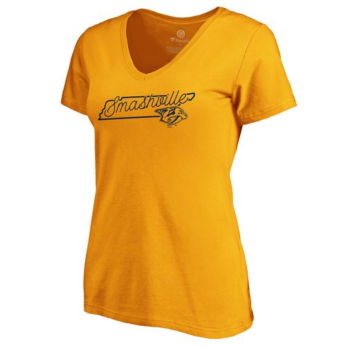 Women's Fanatics Nashville Predators Script State T-Shirt (Gold)