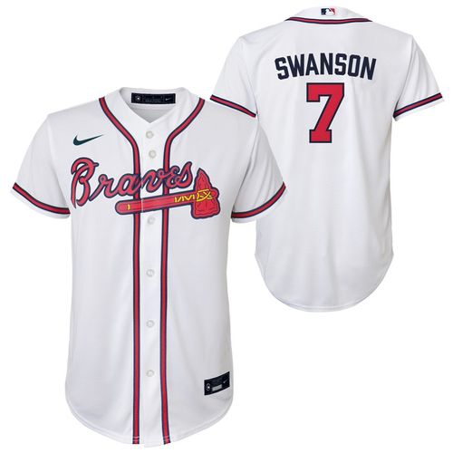 Youth Nike Atlanta Braves Dansby Swanson Home Jersey (White)