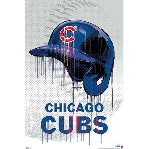 Chicago Cubs Helmet Drip Poster