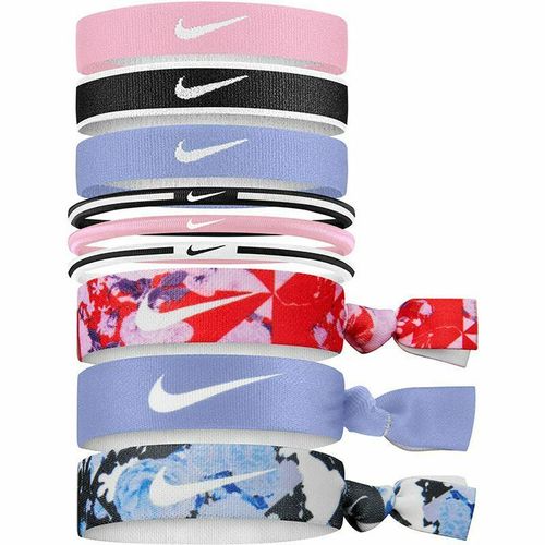 Youth Nike 9-Pack Mixed Athletic Ponytail Holders (Pink/White/Blue)