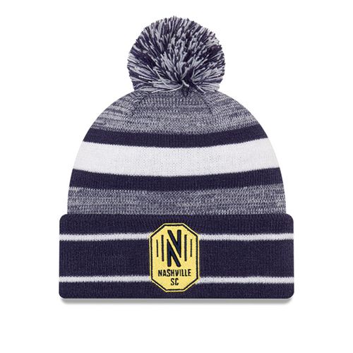 New Era Nashville Soccer Club Pom Knit Hat (Navy/White)
