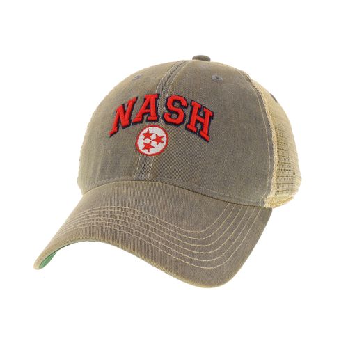 Legacy Nashville Arch Tri-Star Trucker Adjustable Hat (Grey/Red)