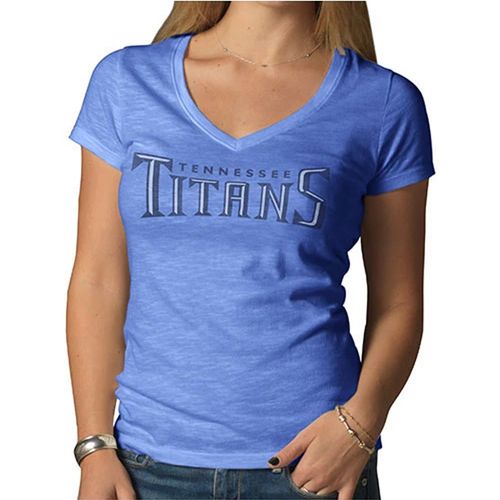 '47 Brand Women's Tennessee Titans Scrum Logo V-Neck T-Shirt (Light Blue)