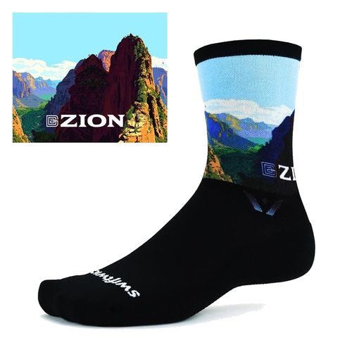 Swiftwick Vision Six Zion National Park Crew Sock (Black/Blue)