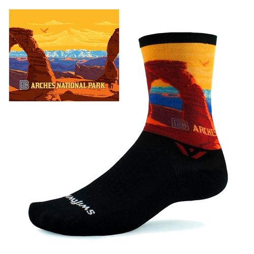Swiftwick Vision Six Arches National Park Crew Sock (Black/Yellow)