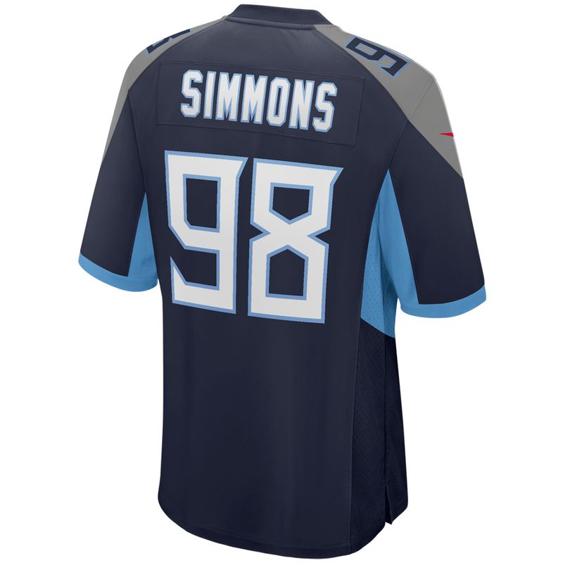 Limited Men's Jeffery Simmons Navy Blue Home Jersey - #98 Football  Tennessee Titans 100th Season Vapor Untouchable Size 40/M