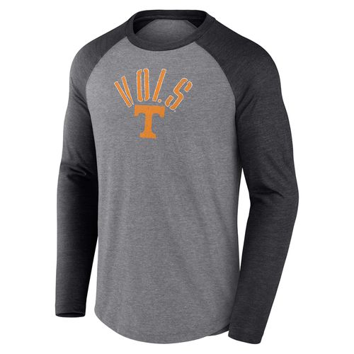 Men's Fanatics Tennessee Volunteers True Classic Raglan Long Sleeve Shirt | Dark Heather/Black
