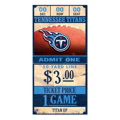 Tennessee Titans Ticket Wood Sign