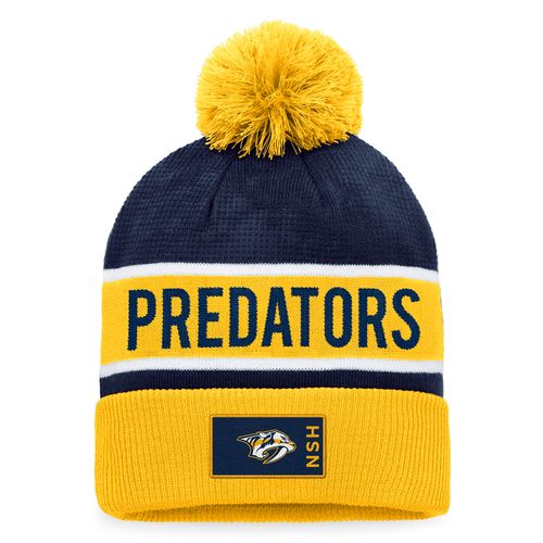 Fanatics Nashville Predators Pro Rink Cuff Pom Knit Hat | Gold/Navy