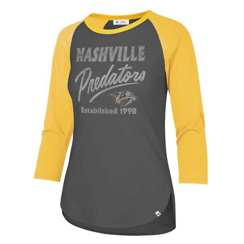 '47 Brand Women's Nashville Predators High Rise Raglan Long Sleeve Shirt | Grey/Gold