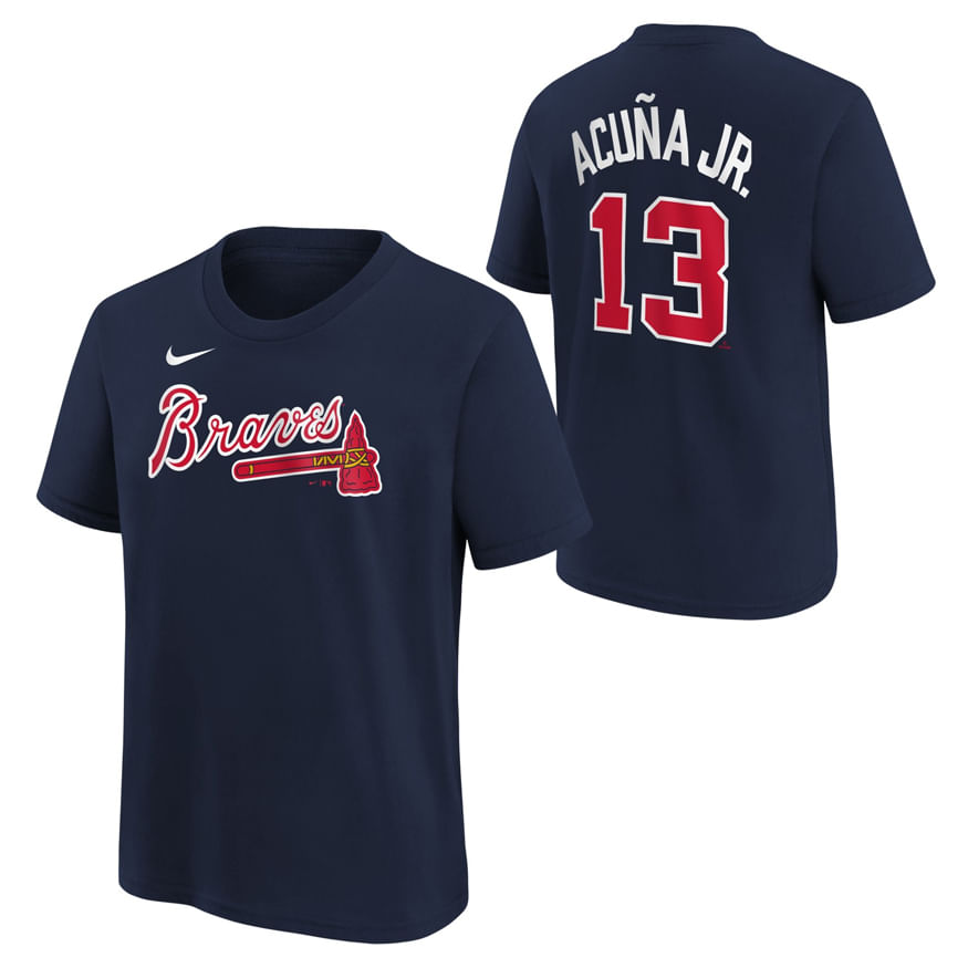 Youth Nike Atlanta Braves Ronald Acuña Jr. Name and Number T-Shirt