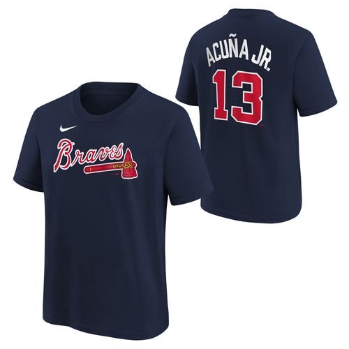 Kid's Nike Atlanta Braves Ronald Acuña Jr. Name and Number T-Shirt | Navy