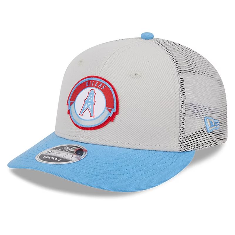 New Era Tennessee Titans Historic Oilers 9TWENTY 2023 Sideline Adjustable Hat | Cream/Light Blue 215802